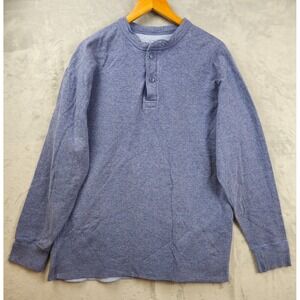 LL Bean River Drivers Shirt Men XXL Blue Henley Two-Layer Wool Blend Traditional